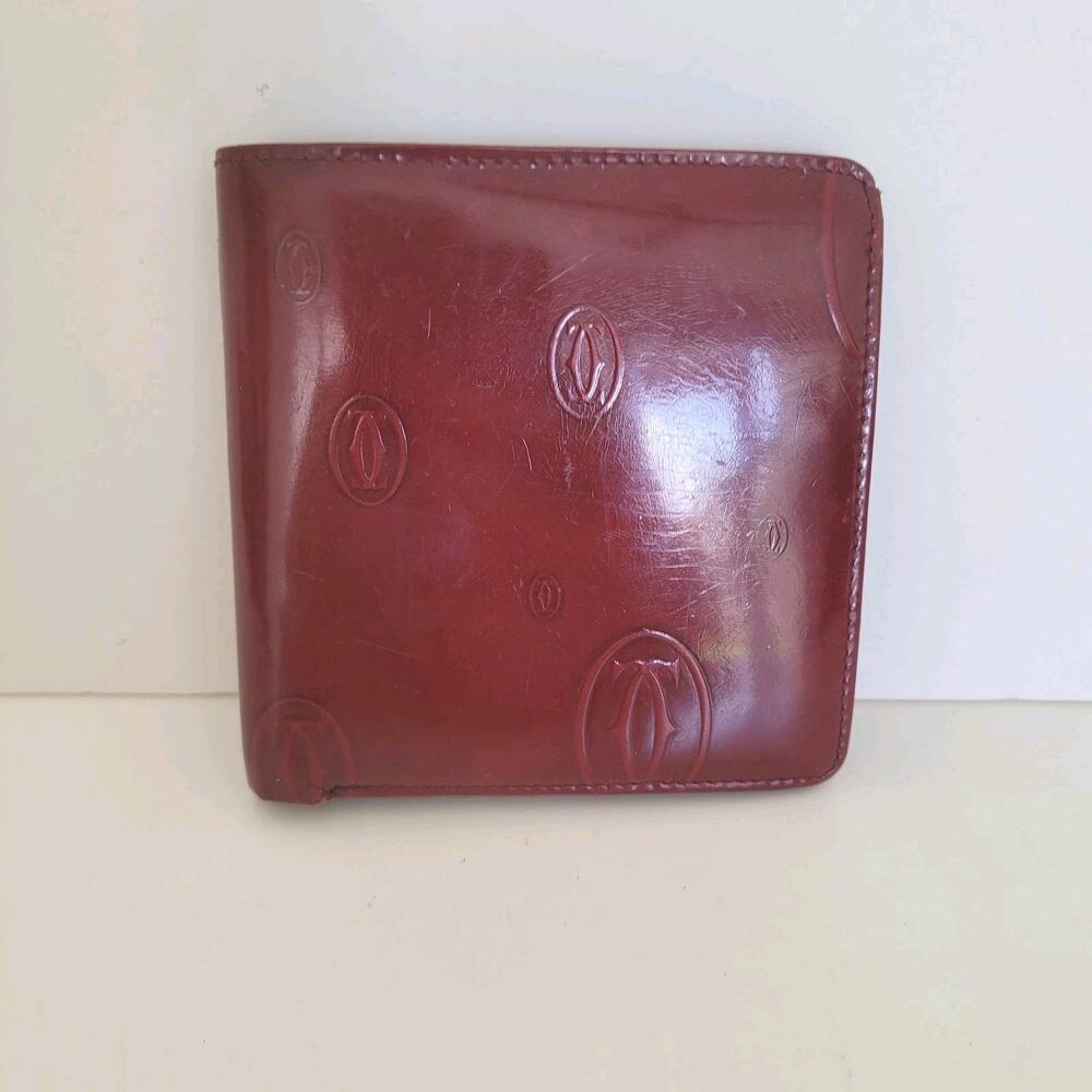Cartier Happy Birthday Men's Bifold Leather Red‎ Wallet Medium Card Bill Holder